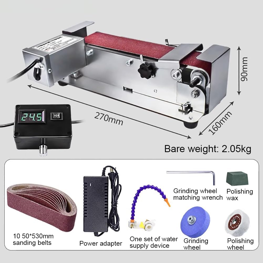 Water-Cooled Wet Electric Knife Sharpener, Commercial Abrasive Belt Sharpener, Compact Knife and Blade Sharpener with Abrasive Belt and Non-Slip Base for All Types of Knives