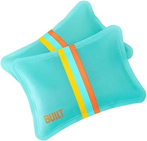 BUILT Curve - Juego de 2 bolsas de hielo suaves, congelables, reutilizables, delgadas, de larga duración, para bolsas de almuerzo, color azul