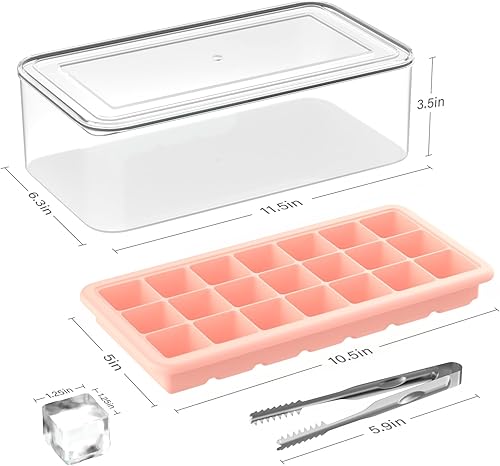 Miniatura 6 de GGOW Bandeja de cubitos de hielo con tapa y contenedor máquina de cubitos de hielo cubierta apilable para congelador - Paquete de 2 bandejas de
