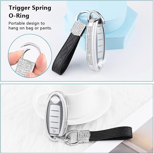 Miniatura 3 de 1797 Funda para llavero para Nissan Bling Accessories Altima Rogue Sentra Pathfinder Maxima Titan Murano Llavero de coche, carcasa de aleación de