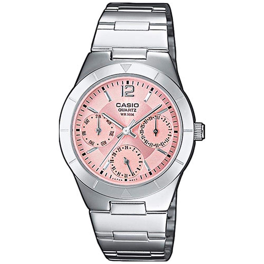 Casio Damen Analog Quarz mit Edelstahl Armbanduhr
