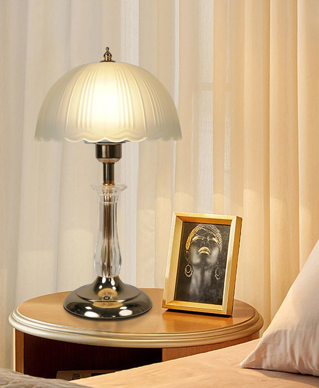 SUPERHONGJIHAO Crystal Petal Desk Lamp Modern Simple Nordic Touch Glass Desk Lamp Warm Wedding Bedroom Bedside Lamp