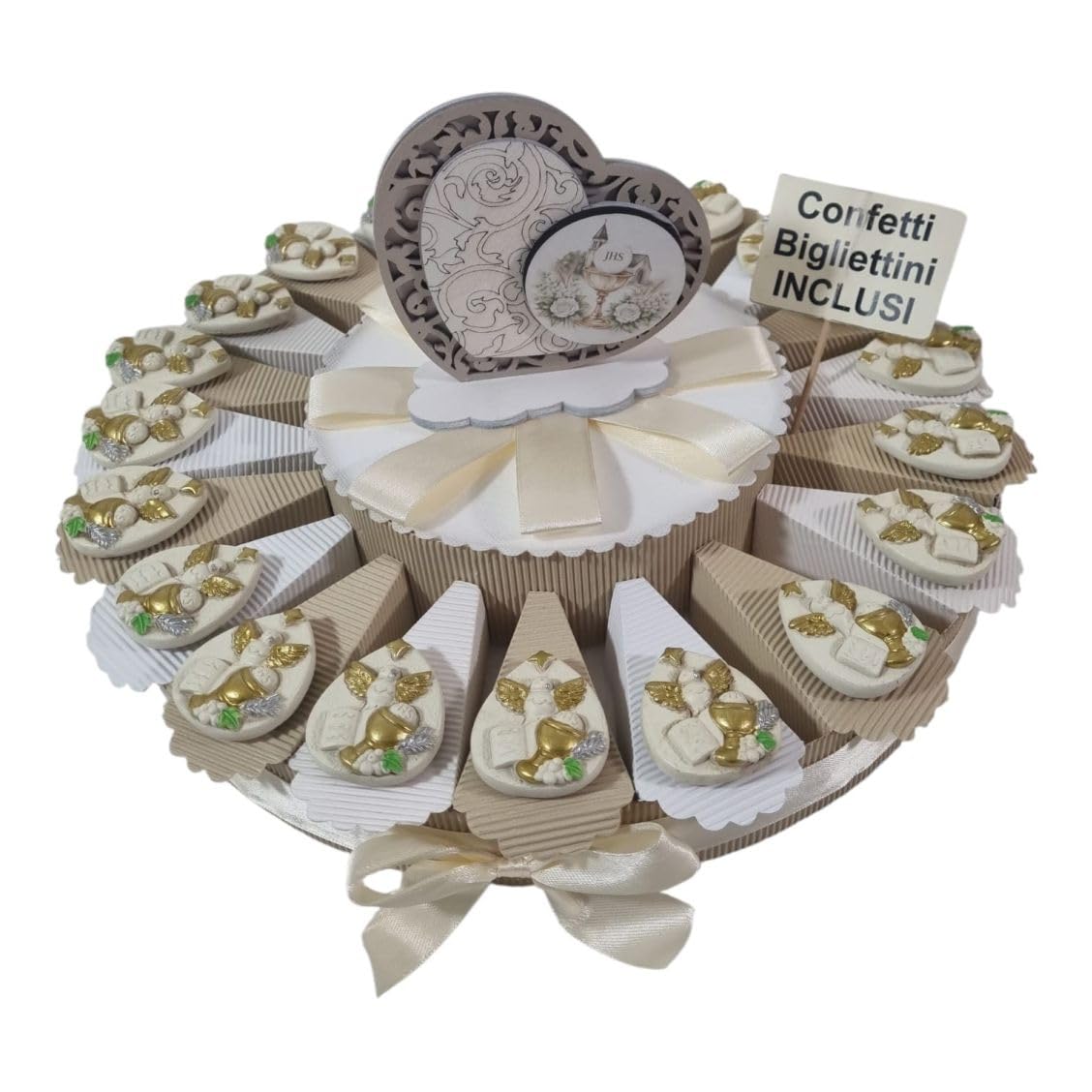 Bomboniere Comunione calamite immagine calice torta portaconfetti completa (torta comunione gocce)