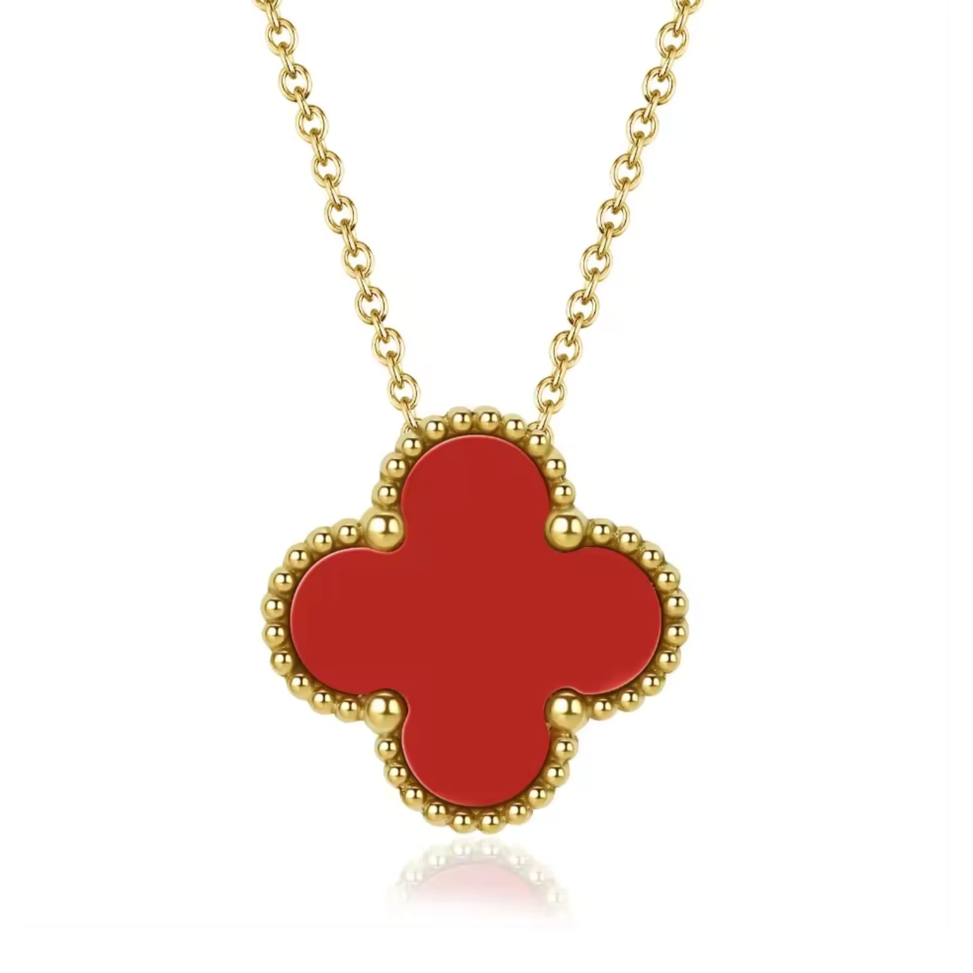 Salve Van Cleef Inspired Red Clover Pendant Necklace for Women, Korean Necklace for Girls | Anti Tarnish Jewellery Chain for Girls Locket for Women | Coquette Jewellery Pendant for Women Gold Necklace (B0DBZJQVMK) Amazon Price History, Amazon Price Tracker
