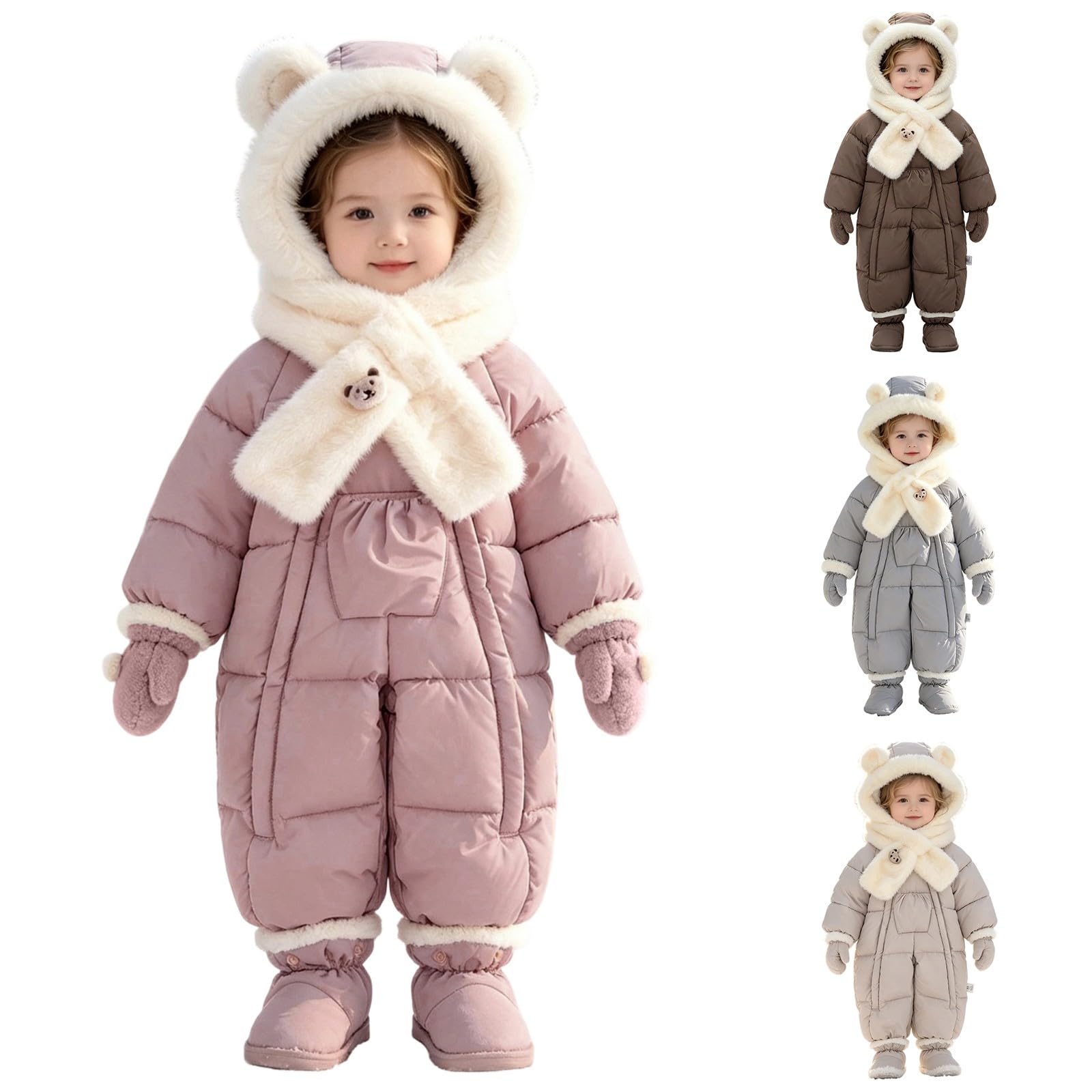 Schneeanzug Kinder Süß Verdickt Fleece Skianzug Warme Gefüttert Skioverall