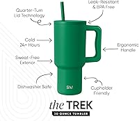 Vista 142 de Simple Modern - Vaso Trek de 40 onzas con asa y tapa con sorbete, taza de viaje de acero inoxidable con aislamiento, apta para portavasos Bosque