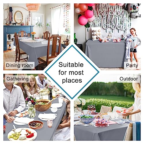 Hiasan Light Gray Rectangle Tablecloth - Waterproof Spillproof and Wrinkle Resistant Washable Polyester Table Cloth for Dining Party, 54 x 108 inch by Hiasan - Image 2