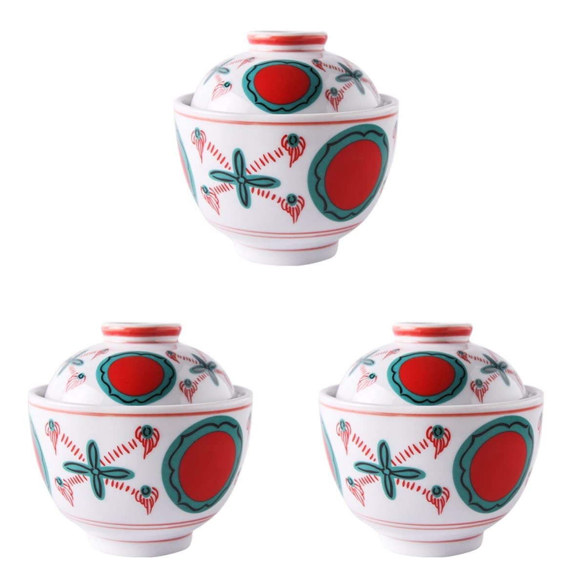 MYUYEE Soup Pot 3Pcs Ramekin Ramen Teacup Reusable Tea Steam Lid Miso Ceramic Dish Vegetable Soup Gaiwan Accessory Cubilose Rice Egg Small Fu Steaming Household Pot Hand-