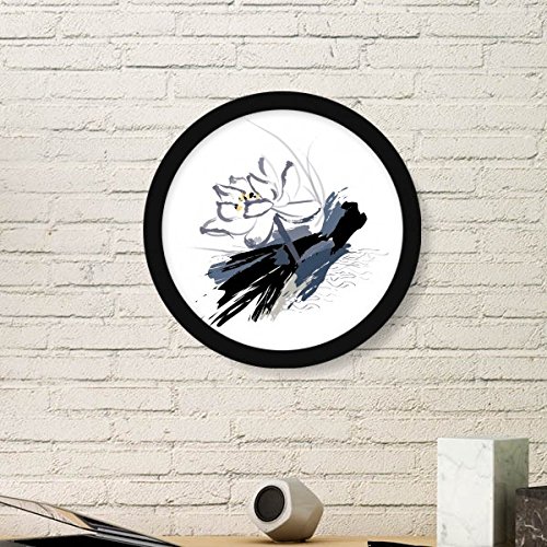 Peinture de lotus cadre bois rond cadeau maison idéal