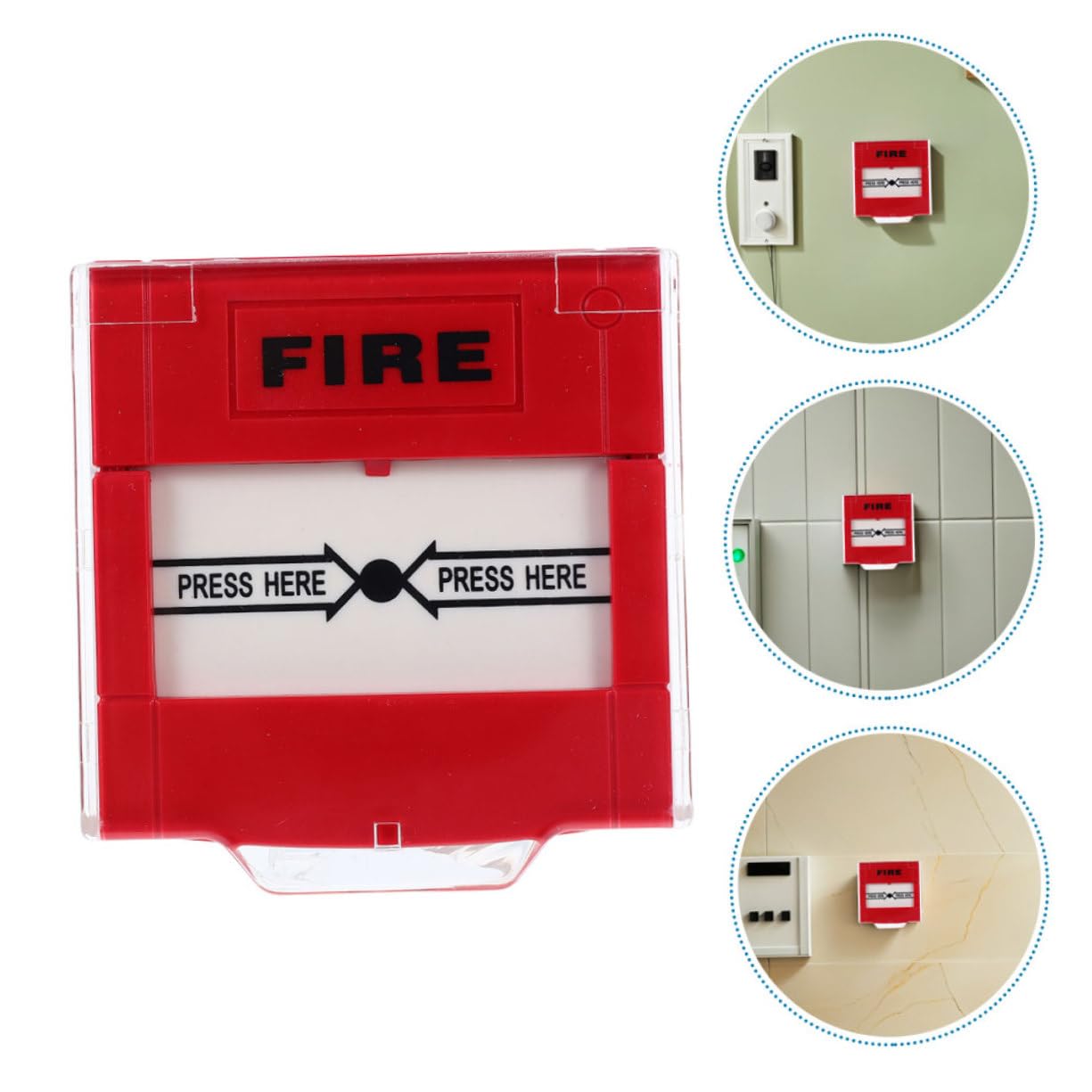 Botón de Alarma contra Incendios Manual, 2 Piezas, Rojo | Plástico, Compatible Sirena o Panel de Aviso, para Espacios Públicos y Oficina