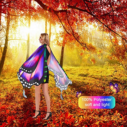 plainshe Butterfly Wings, Adult Butterfly Wings Costume, Butterfly Cape, Halloween Butterfly Wings for Women, 3PCS Fairy Shawl Set. - Image 4