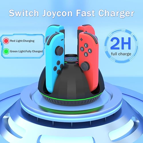 Miniatura 4 de Cargador de controlador de interruptor para Nintendo Switch Joy Con, estación de carga para 4 controladores Nintendo Joycons con indicación LED,