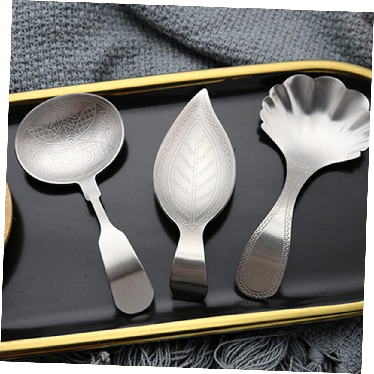 KICHOUSE Stainless Steel Teaspoon Easy Clean Simple Fuss Tea Scoop for Tea Flour Nuts