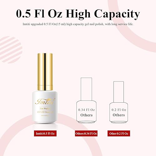 Miniatura 7 de Imtiti Esmalte de uñas en gel con purpurina, 0.5 onzas líquidas, esmalte de gel con purpurina roja para remojar LED UV brillante, esmalte de uñas en