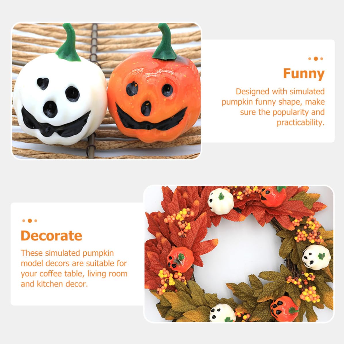 SOLUSTRE 48 Pezzi Mini Zucca Artificiale Gialla in Schiuma per Decorazioni di Halloween, Design Realistico a Forma di Zucca, per Feste e Arredamento Cucina