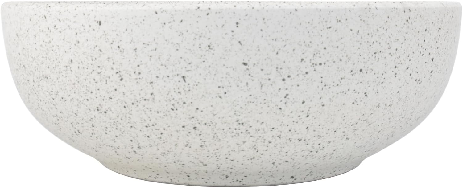Simcat Round Bathroom Vessel Sink, Rustic Ceramic Washbasin, Above Counter Basin, Countertop Bathroom Sink with Speckled Texture (41 x 41 x 15 cm, Beige)