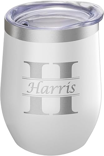 Gifts Inscribed Vaso de vino personalizado con tapa, vaso de acero inoxidable personalizado grabado, taza de viaje personalizada con aislamiento
