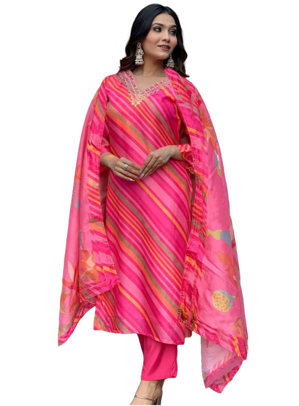 Women Cotton Blend Kurta Set With Dupatta-image-22