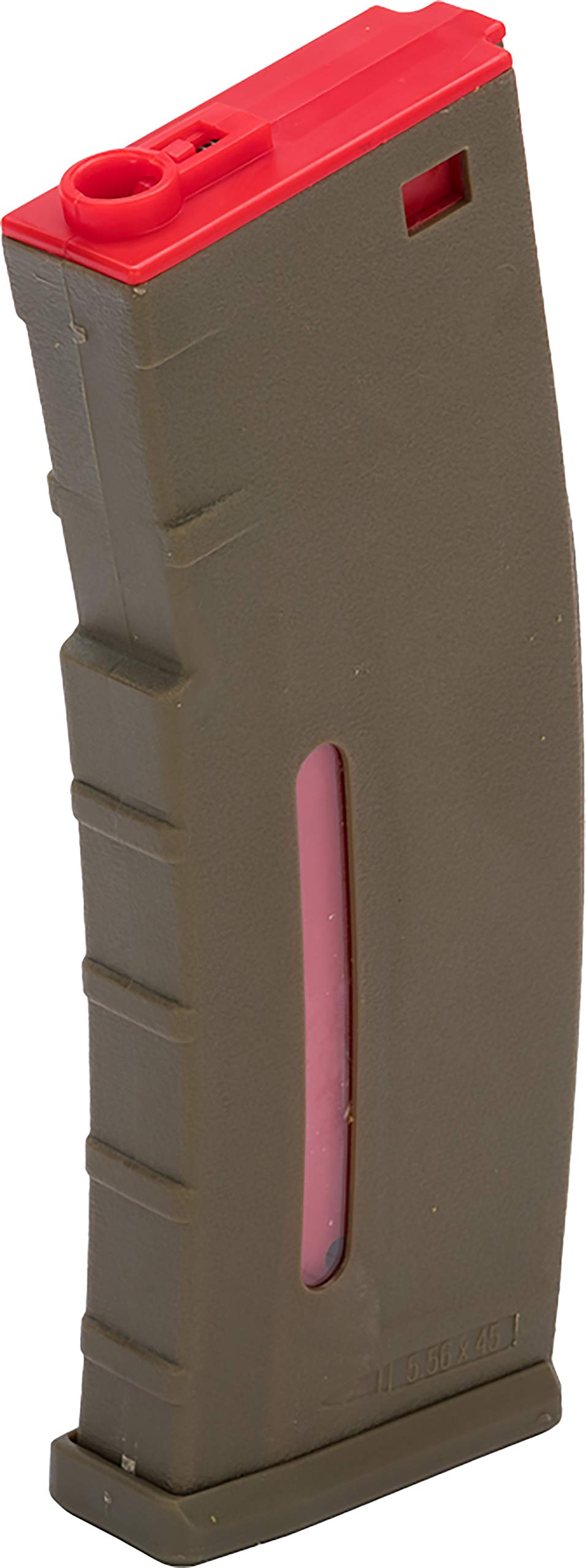 Evike Airsoft - BAMF 30rd Polymer MilSim Mag for M4-Style Series Airsoft AEGs (Color: Tan & Red/Single Mag)