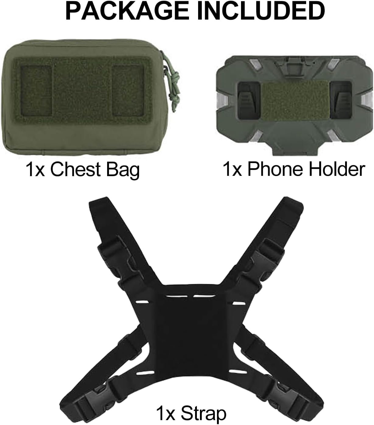 Tactical Phone Chest Mount with Chest Vest Rig Bag Pack Molle Foldable Navigation Universal Phone Holder Board for Hunting