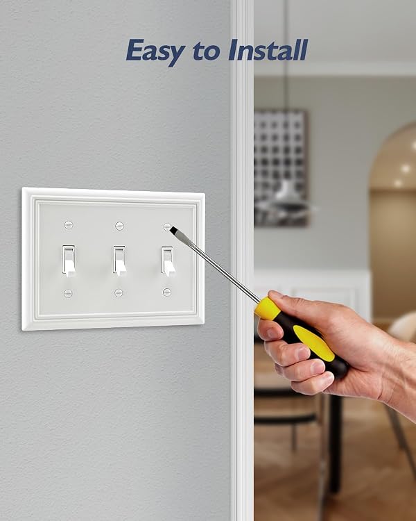 ZILLSEA Switch Plates Outlet Covers, 2-Pack Metal Wall Plates, Off White by ZILLSEA - Used condition - Image 5