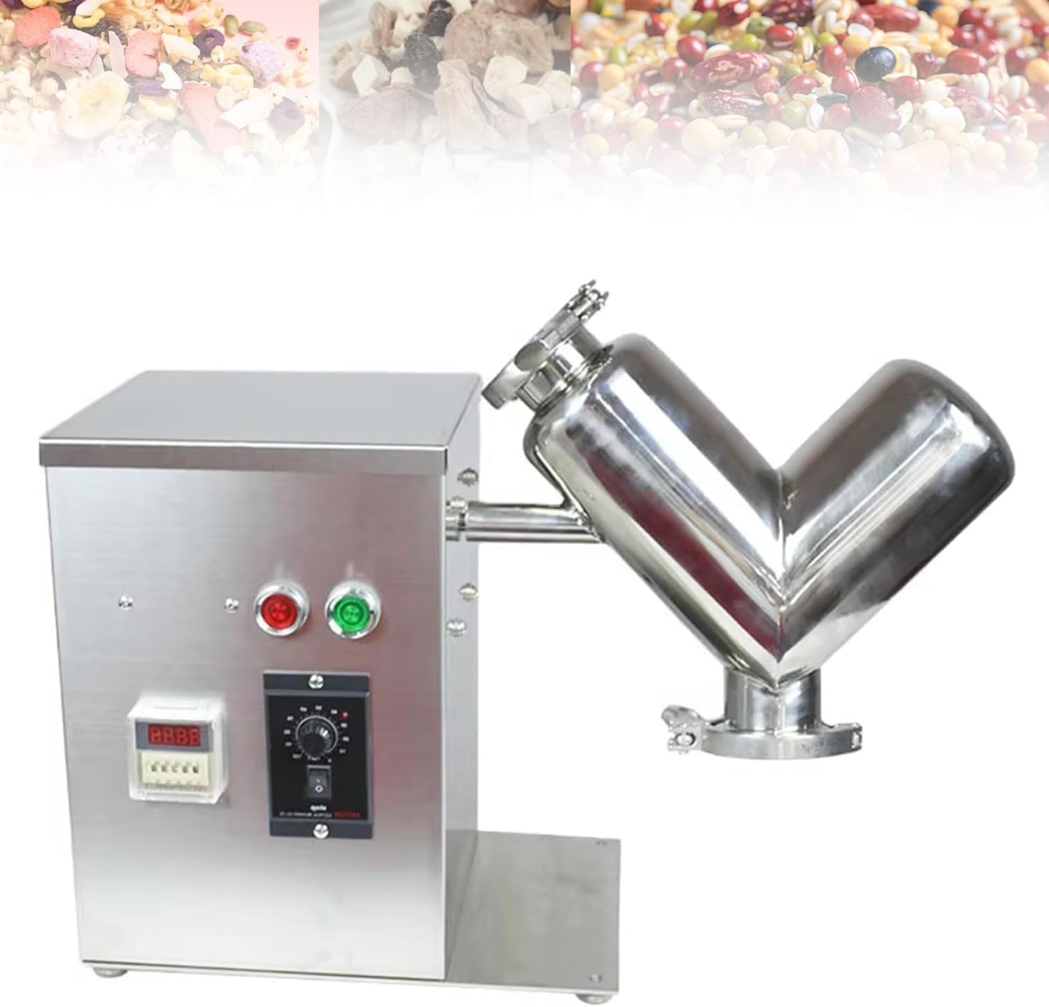 Dry Powder Mixer, V-Type Experimental Blender, 304 Stainless Steel Mixing Machine for Teaching Lab and Food Processing