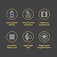 Vista 5 de Matamoscas Eléctrico [Juego de 2] Raqueta Matamoscas de Mano para Interiores/Exteriores - Matamoscas de 4000 Voltios - Matamoscas Instantáneo
