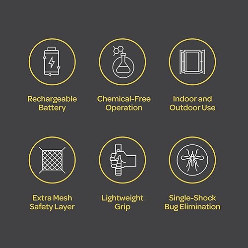 Miniatura 5 de Matamoscas eléctrico Juego de 2 Raqueta de mano para interiores y exteriores, matamoscas de 4000 voltios, matamoscas instantáneos y mosquitos con