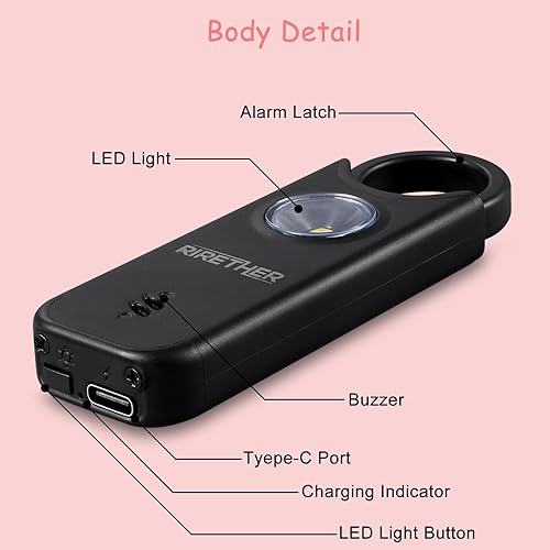 Miniatura 5 de Alarma personal para mujeres, hombres, niños, alarma de detección de vibración mejorada 2023, sirena de autodefensa de protección para ancianos con