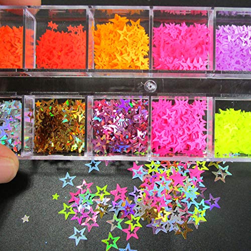 Eternalclassic 4 Boxes Neon Butterfly Heart Nail Glitter Flakes Holographic Silver Chunky Sequins Iridescent Fine Glitter Powder Manicure Nails Diy Decoration Craft #TOP2