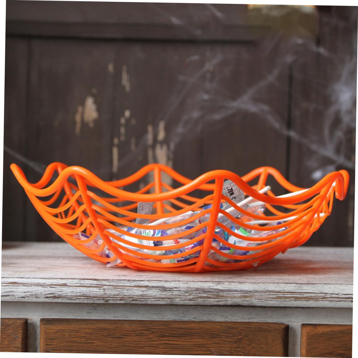 10pcs Spider Shape Halloween Fruit Basket Candy Plate Flexible Food Storage Baskets for Halloween Party Decoration Random Color Assortment