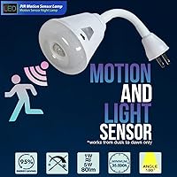 Vista 5 de Luz nocturna LED brillante con sensor de movimiento, 6 W, 6500 K, enchufe de pared, toma de corriente alterna, direccional, flexible, del atardecer