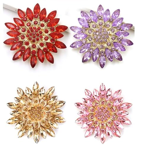 Vintage Crystal Rhinestone Flower-shaped Sunflower Brooch Pin Accessories-1 - Thumbnail 5