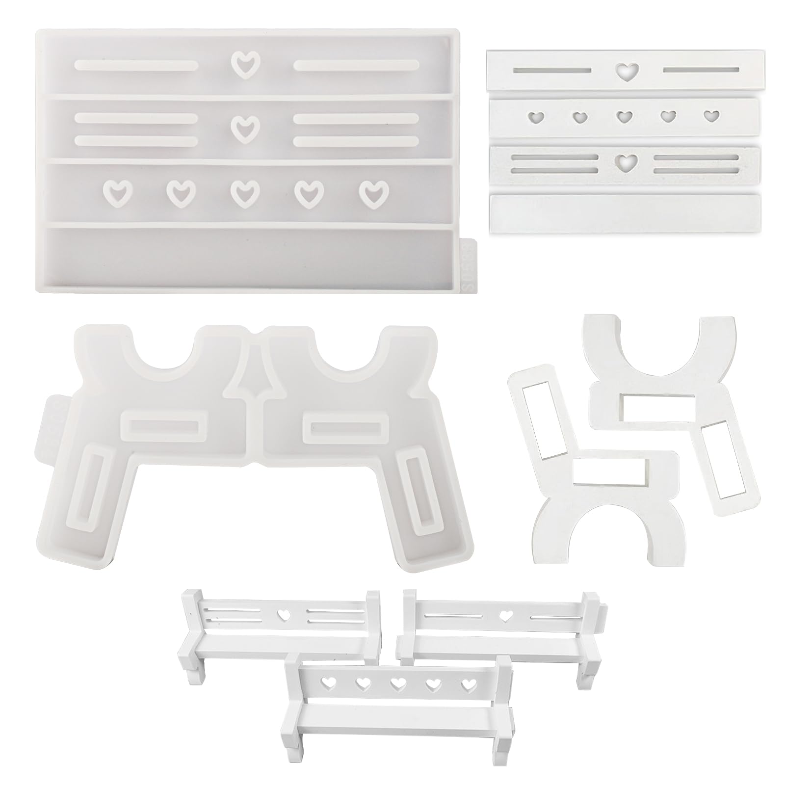 Euleryoo Moldes de silicona para fundición, molde de resina de banco, molde de fundición de silicona, molde de yeso para fundir, genérico banco largo, moldes de silicona