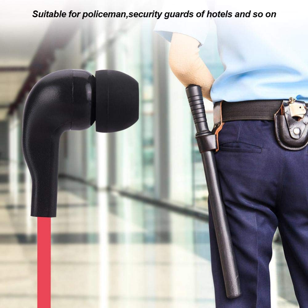 Zestaw słuchawkowy Walkie-Talkie, 2-pinowe słuchawki Bewinner Słuchawki douszne z mikrofonem PTT do głowicy bezprzewodowej Walkie-Talkie K Odpowiedni dla funkcjonariuszy policji, strażników hotelowych (czerwony)