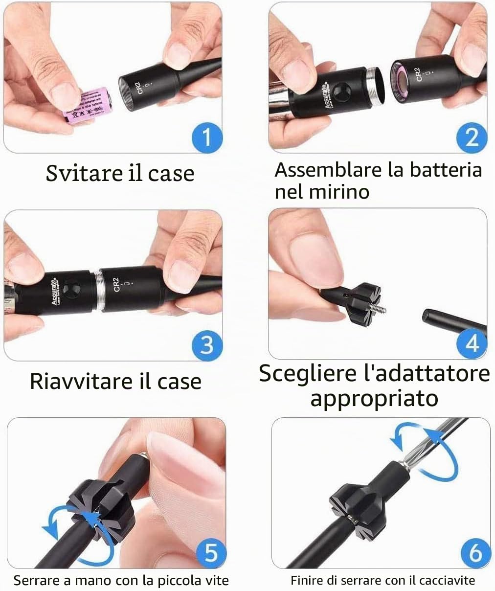 KinZon Kit di mirino con foro rosso laser Bore Sighter per calibro da 0.17 a 0.54 per lunetta di mira e pistola, softair
