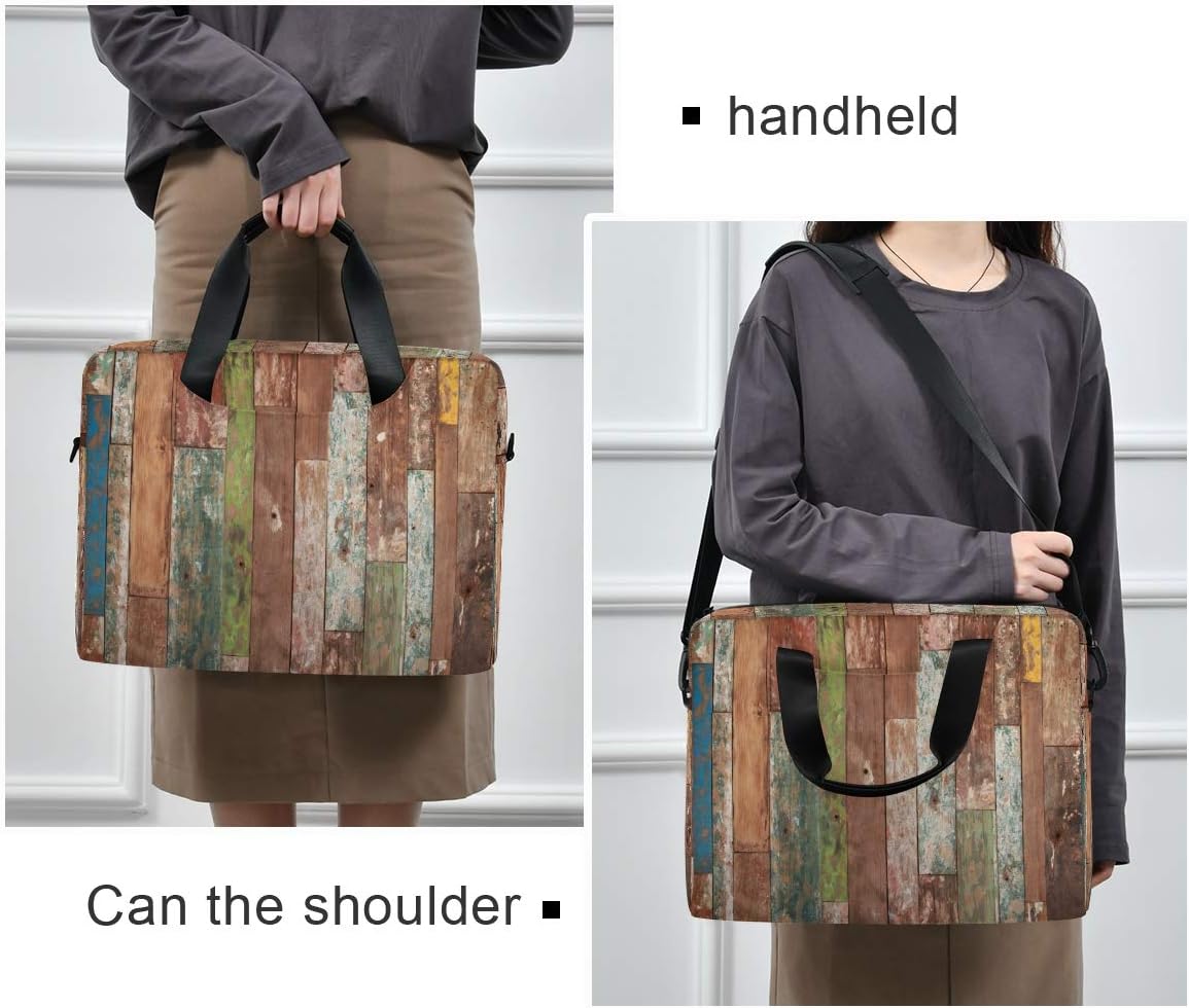 Laptop Bag Watercolor Wooden Texture Laptop Sleeves Case for 13 14 15.6 Inch Computer Tablet Briefcases Carrying Case Shoulder Bag for Work