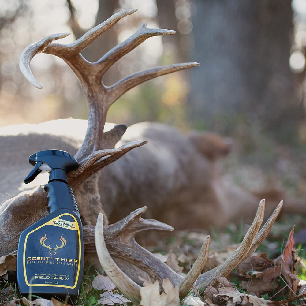 Scent Thief Accesorios de caza de ciervos de 680.4 g. Spray de caza de campo removedor de aroma de ciervo, actúa como un bloqueador de olores y elimina la capacidad del animal para oler | Accesorios de caza de ciervos, elimina la capacidad del animal para