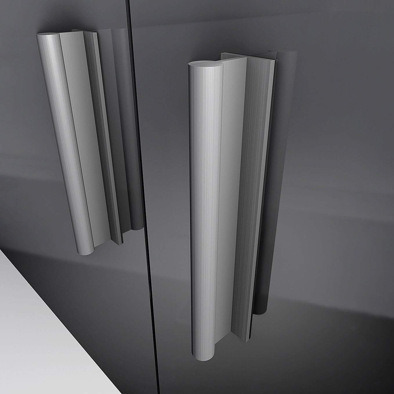 HRX Self-Adhesive Edge Fingerpull Door Handle - Easy to Install Screwless Peel and Stick on Glass, Wood, Metal, Plastic - Sliding Doors Knob for Kitchen Fronts, Drawers & Dressers Panels - 6 Pack