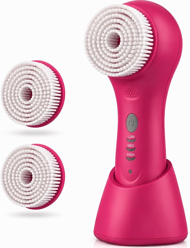 Escova elétrica sônica para limpeza facial e corporal Conair True Glow, recarregável, 3 velocidades, temporizador automático e base de carregamento rosa SFB3PK