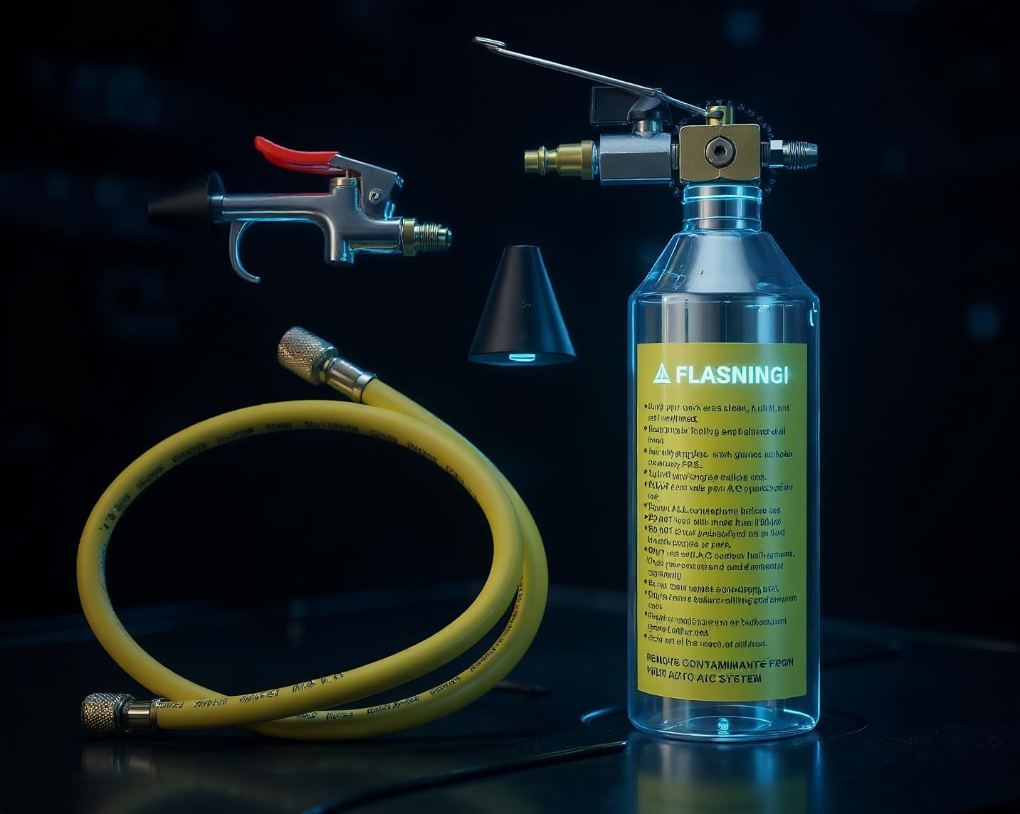 AC Flush Kit, AC Flush Tool with Thickened Stainless Steel Tank, Car & Home AC Flush Bottle Set for R134A R12 R22 R404 R410A Systems