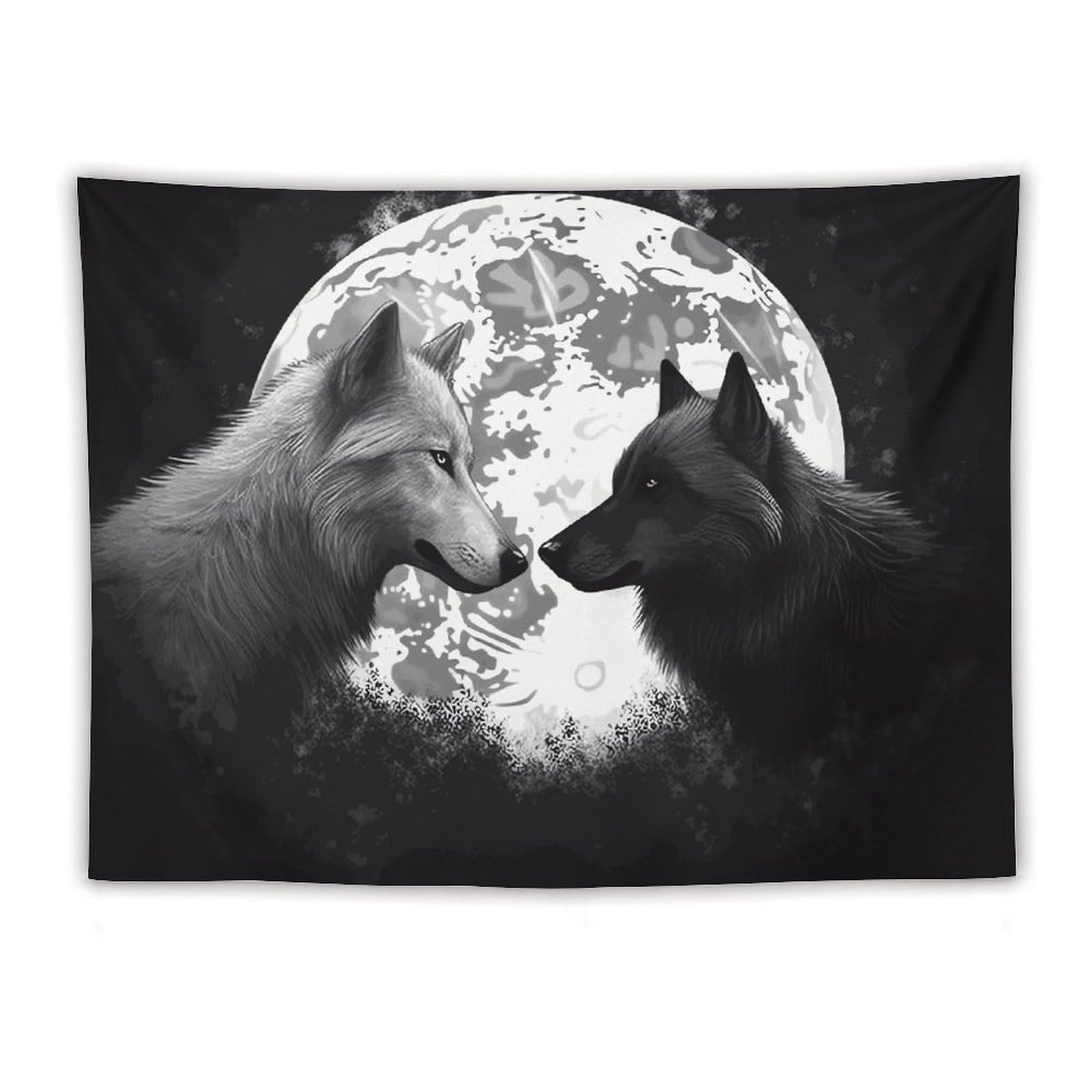LDGSUPH Wolves Love Under The Moon Wild Animal Tapestry Wall Hanging Decor Anti-fading Aesthetic Wall Tapestries Fashion Wall Blanket Decor Modern Wall Art Tapestry for Bedroom Home Decor 60"x80"