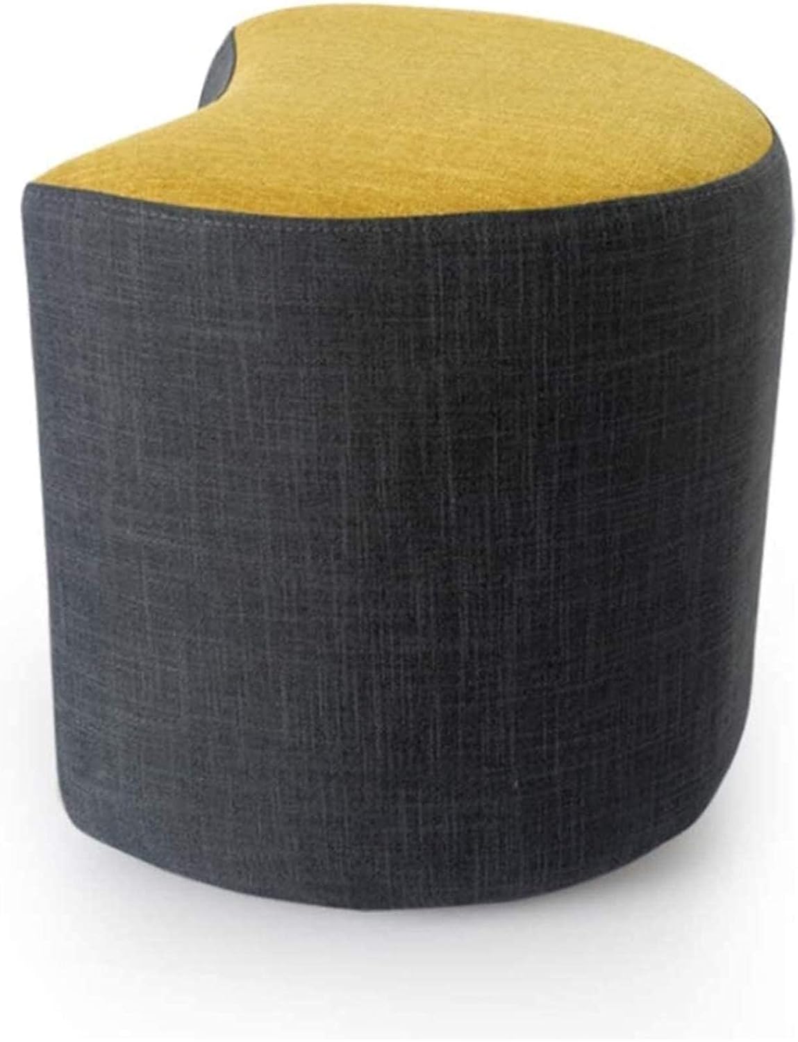 SBTXHJWCGLD Footstool Solid Wood Crescent Creative Sofa Shoe Stool Breathable Removable Linen Cover 44x41cm (Color : A)