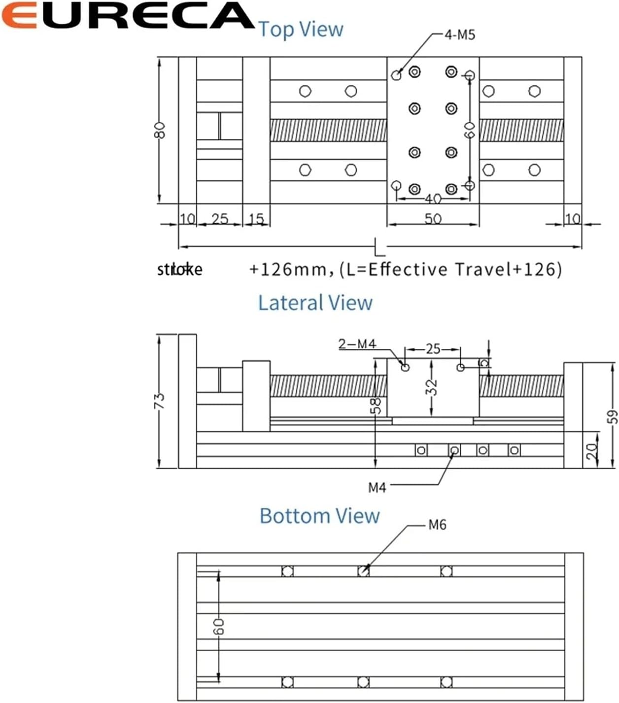 SFU 1605 Dual Rail Slide Precision CNC Linear Guide Shaft Actuator Module Position Slide Table Rail Motion 57 Motor Heavy Load(with Motor only,500mm Stroke)