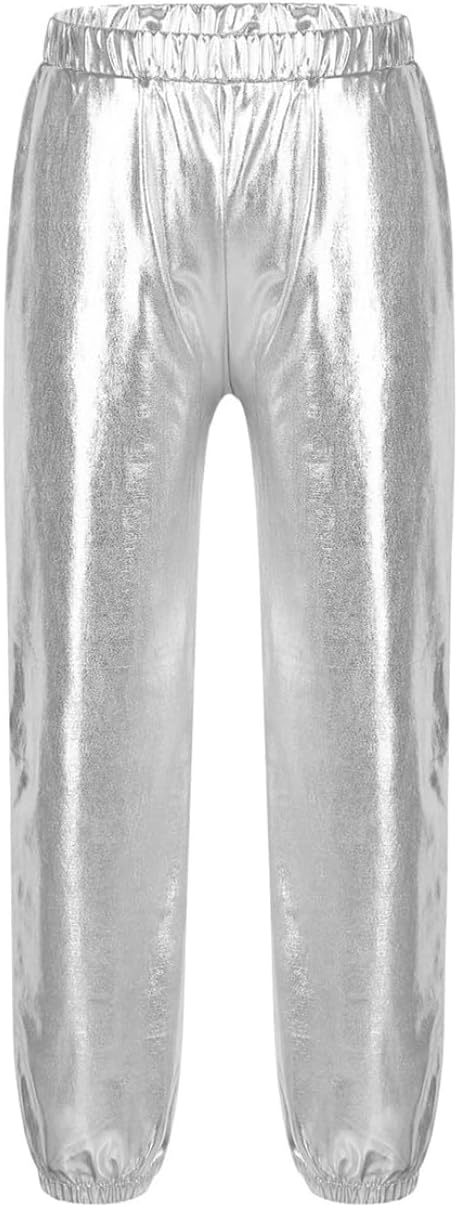 Dance Harem Pants for Girls Boys Metallic Hip Hop Jazz Dance Pants Street Dance Athletic Trousers Disco Costume