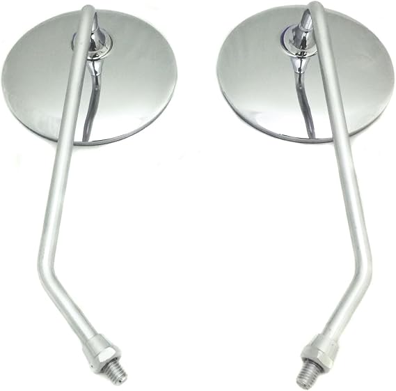 MMG Adjustable Mirror Set, 8mm RH/RH Thread, Chrome Round Shape, Motorcycle Scooter (0514)