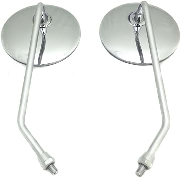 MMG Adjustable Mirror Set, 8mm RH/RH Thread, Chrome Round Shape, Motorcycle Scooter (0514)