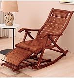 VIYOLI Sillón De Bambú Sillon Relax Sillones para El Salón Mecedora Butacas De Salon Sillon Lectura Butaca Dormitorio con Reposabrazos, Reposapiés De Masaje, Carga De 150 Kg/330 Lbs (Color : A)