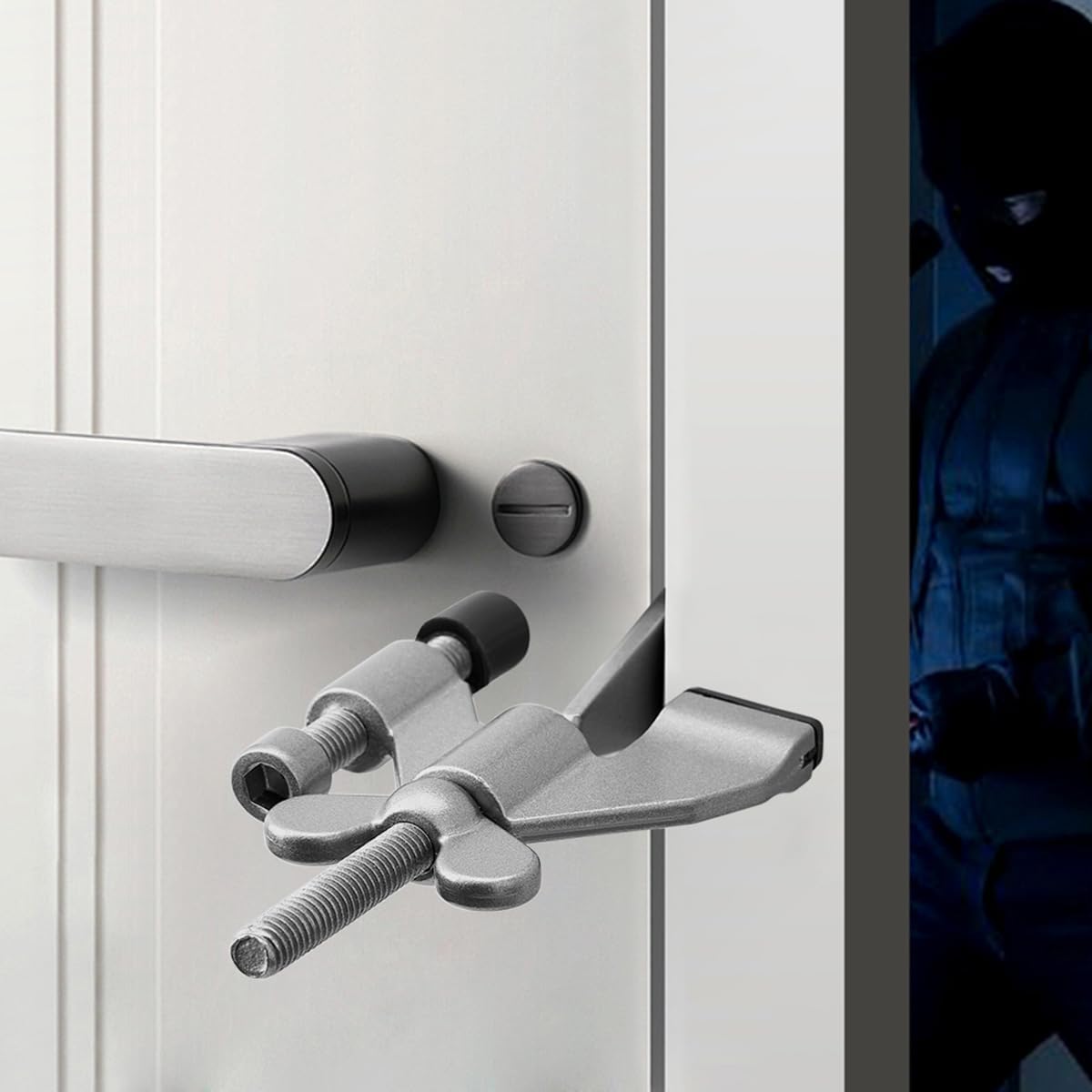 Grey Adjustable Heavy Duty Portable Door Lock,No Drill