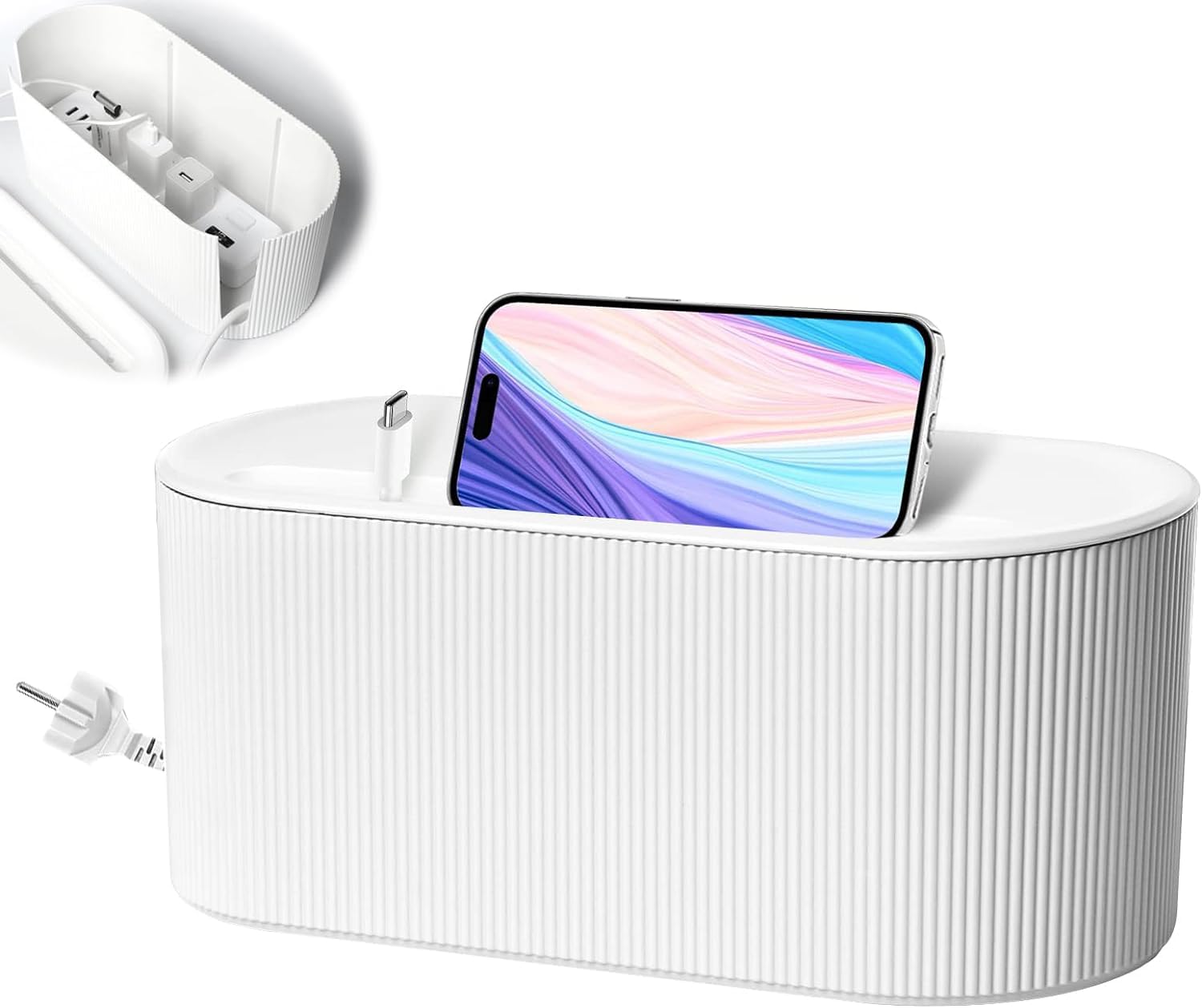 ErweicetCable Management Box, Large Cord Organizer Box Cord Hides Power Strip & Keeps Cords Untangled, Surge Protector Cover for Home & Office